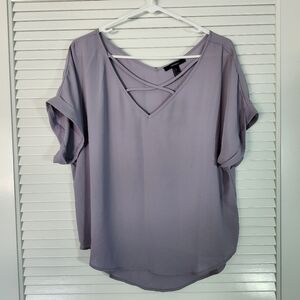 Forever 21 Purple Flutter Sleeve Blouse